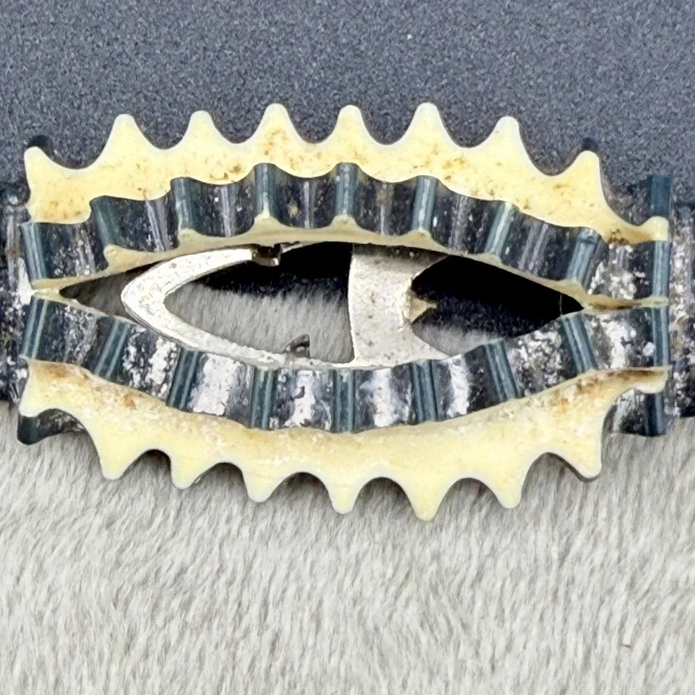 Vintage Estate Dress Clip Silver Celluloid Geometric Art Deco Accessory